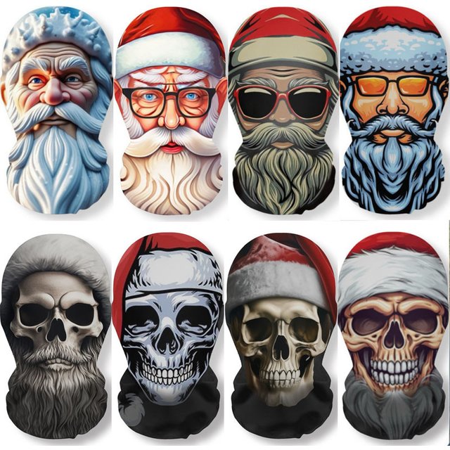 Christmas Series Skull Mask Party Cosplay Santa Claus Elastic Mesh Breathable Full Face Masks Funny Props Balaclava Headcovers