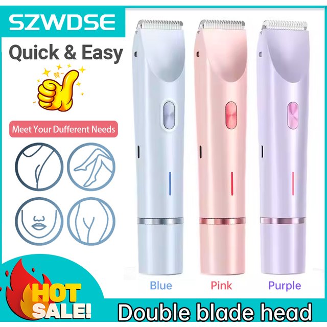 Épilateur corporel et tondeuse faciale 2-en-1 portable 2026 pour femme, à double tête, avec lame flottante, utilisation humide et sèche, étanche et indolore