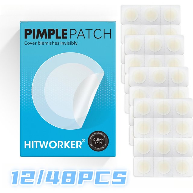 12/48PCS Hydrocolloid Pimple Patches for Face, Round Blemish Cover Stickers, Facial Spot Patches