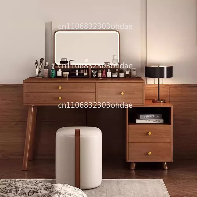 Wood Dressing Table Wood Shelf Vanity Table Storage Vintage Bedroom Makeup Desk Chair Cabinet Comoda Pra Quarto Home Furniture