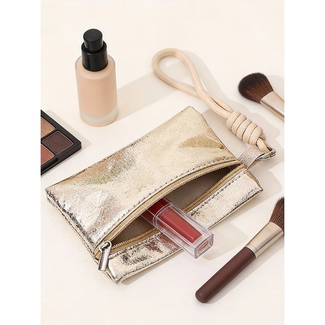 Airfriend Shiny Makeup Bag Small Personalized Lipstick Pouch Travel Square Makeup Bag Luxury Mini Pouch Waterproof Cosmetic Bag