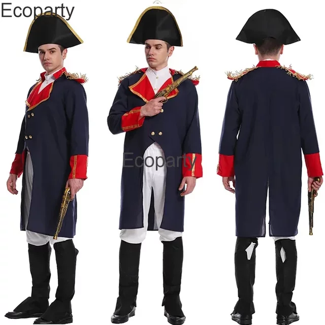 Nouveau Costume Napoléon médiéval pour hommes Halloween guerrier mousquetons soldat Cosplay uniforme Costume carnaval mascarade tenue de fête