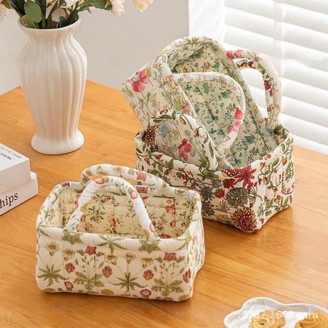 Thickened Small Size Cotton Fabric Storage Basket Home Organization For Cosmetics Toys Snacks - Household Cloth Basket