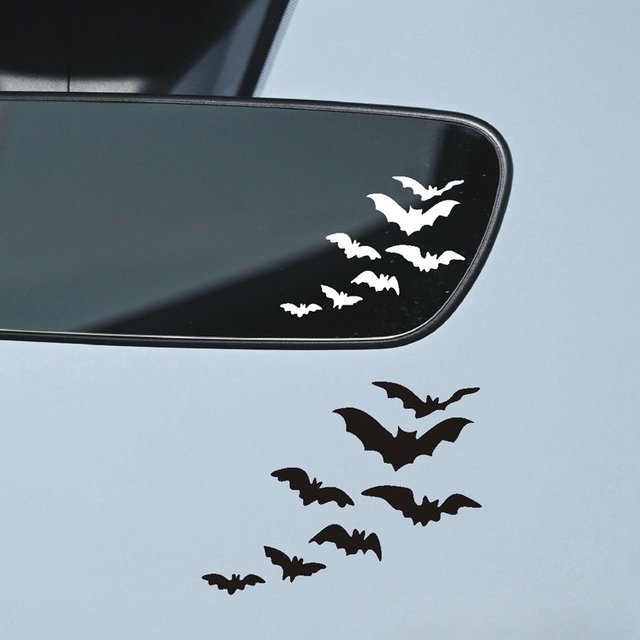 Car Rearview Mirror Bat Birds Reflective Sticker Makeup Mirror Interior Decoration Sticker Bumper Personalized Creative Stickers