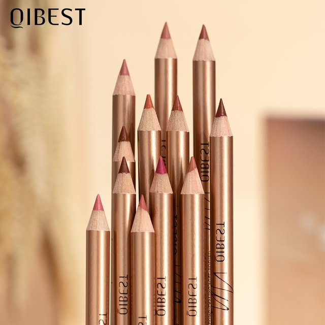 QIBEST 12 PCS Lipliner Sets Waterproof Matte Lip Pencil Lipstick Lasting Lip Liner Pen Smooth Nude Lipstick Pen For Cosmetics