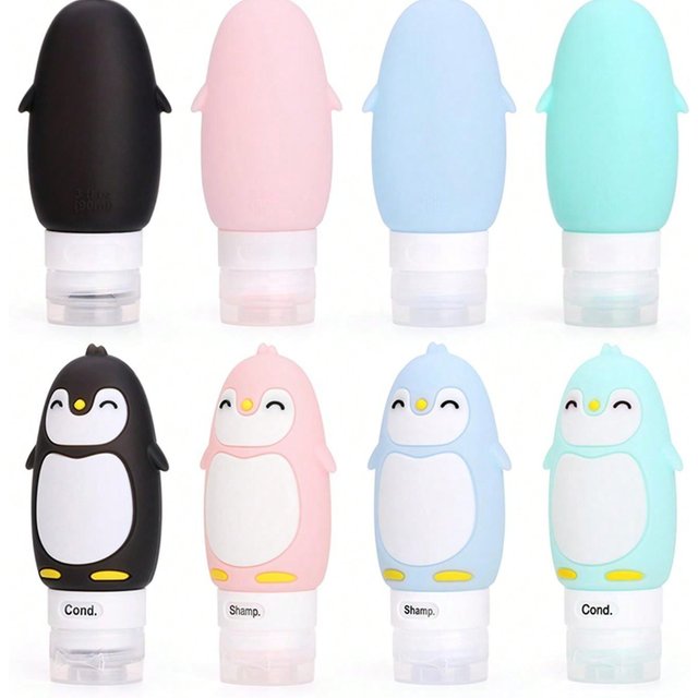 Cartoon Penguin Shaped Bottle Packaging,Press on Storage Bottle,Can Hold Shower Gel and Shampoo,Travel Accessories
