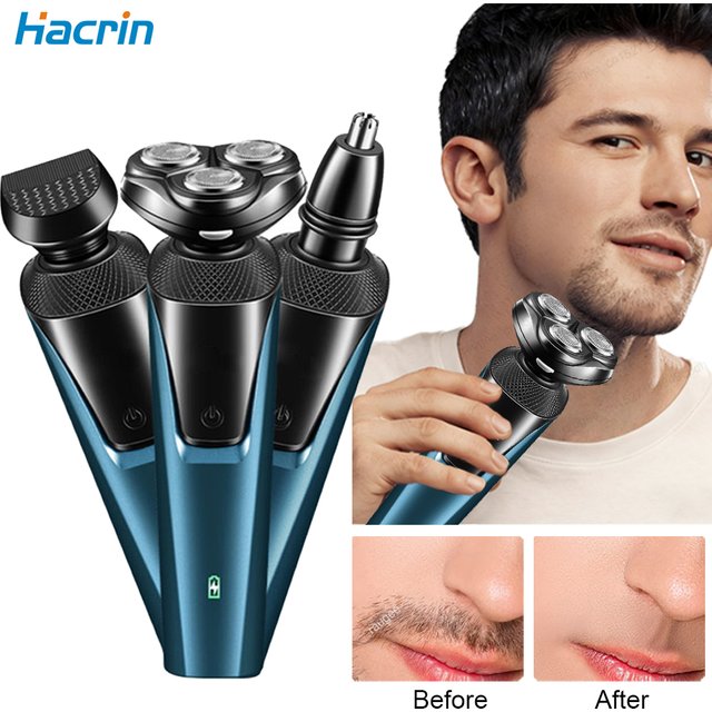 Electric Razor for men 3 in 1 Electric Shaver Wet Dry Beard Rotary Shaver Dry Wet Shaving Clipper Triple Blade Trimmer for men