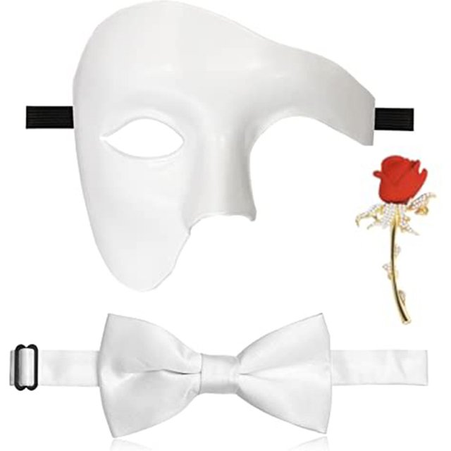 1 Set Halloween Masquerade Mask for men Phantom Of The Opera Half Face Mask With Bowtie Halloween Masquerade Mardi Gras Party