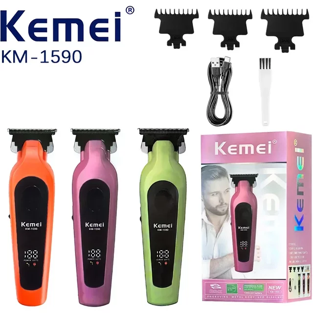Kemei Hair Trimmers Professional Body Trimmer Electric Clippers Rechargeable Hair Cut Machine 0mm Hair Trimmer for men KM-1590