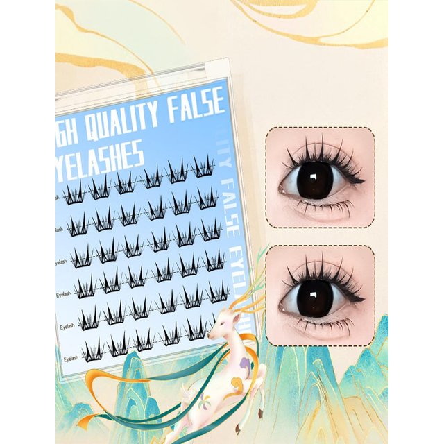 Natural Cosplay False Eyelashes No Glue Need Eyelash Clusters False Eyelashes for Eye-Lifting Effect DIY Makeup Use Makeup Tools