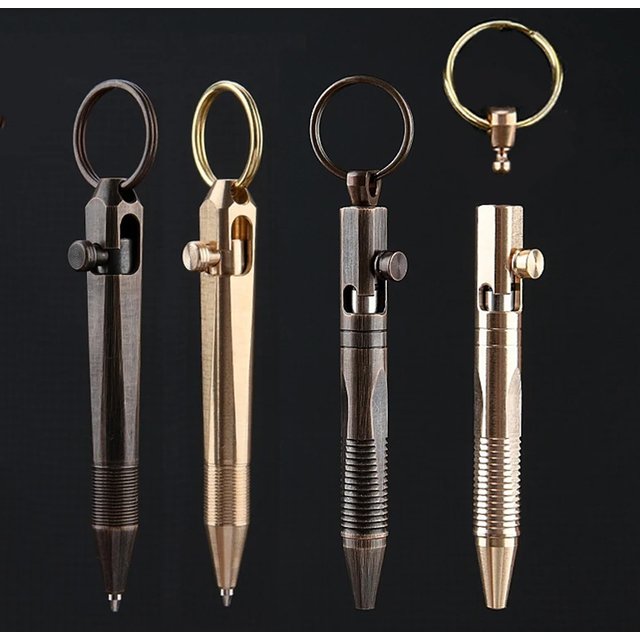 MINI stylo en laiton détachable porte-clés pendentif EDC stylo de poche de voyage Signature cadeau