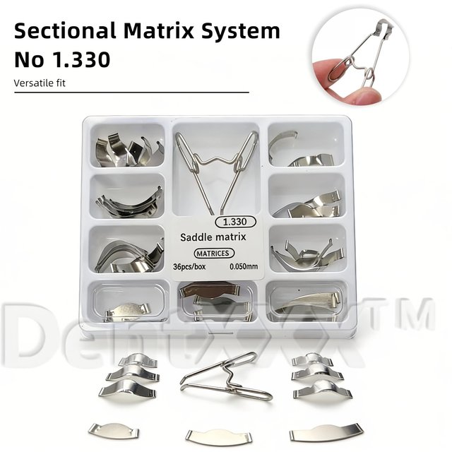 36Pcs Sectional Matrix System Band Resin Clamping/Separating Ring Shaped Sheet 1.330 with Springclip Care Tools