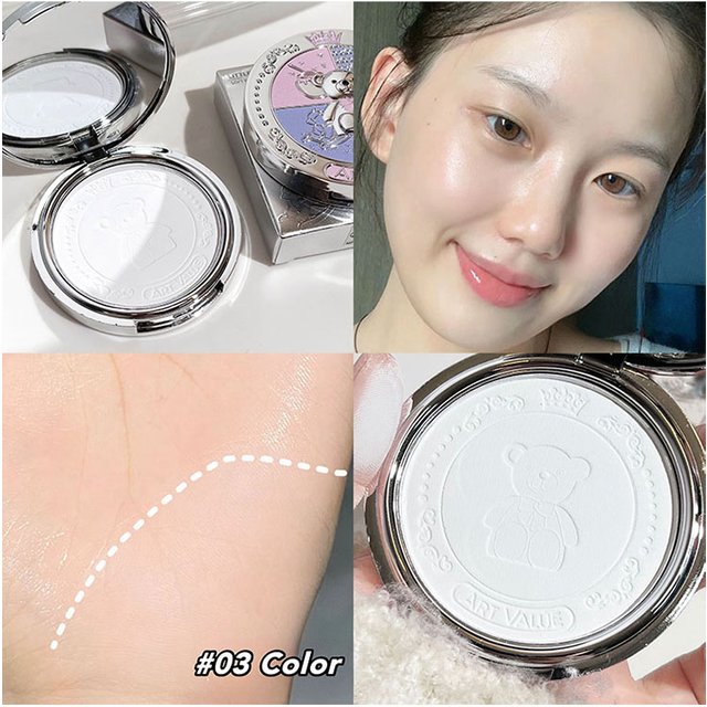 ART VALUE Face Pressed Powder Lasting Oil Control Waterproof Foundation Natural Brighten Skin Tone Setting Powder Face Makeup