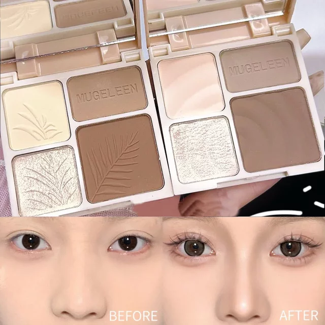 1Pc Highlight Repair Matte Fine Glitter Comprehensive Silhouette Nose Shadow Makeup Palettes Face Brightening Four-color Palette