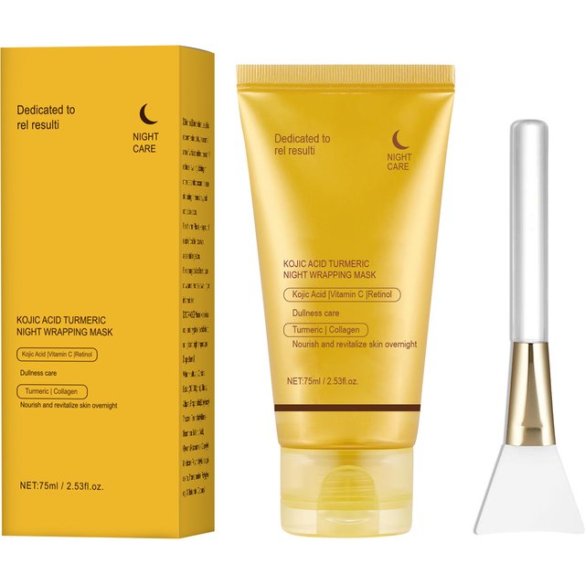 Kojic Acid Turmeric Night Wrapping Facial Mask Hydrating Moisturizing Brightening Peel-off Mask Improve Dullness Oil Control