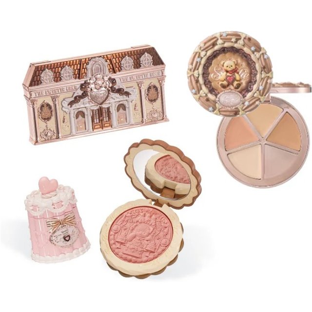 Flower Knows The Sweetie Bear Collection Makeup Gift Set Shimmer Eyeshadow Long Lasting Concealer Matte Blush Lipstick Kit
