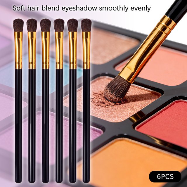 6pcs Little Horsehair Eyeshadow Brush Set: Soft Animal Hair High-Gloss Nose Shadow Brush, Eyeshadow Blending Makeup Brush
