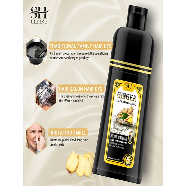 Hair Darkening Shampoo Black Hair Dye Shampoo Ginseng Extract 5 Mins Fast Grey White Hair Dyed To Black Hair Care Men & Women