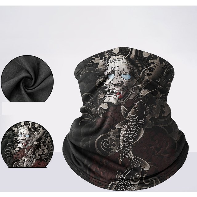 Fishing Scarf Summer Ice Silk Face Mask Sun Protection Scarf Dragon Tattoo Cycling Neck Cover Breathable Men Women Outdoor
