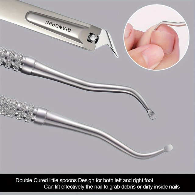 3pcs Set Professional Endogenous Toenail Suit: Stainless Steel File with Lifter and Storage Box-No Odor, Foot and Nail Care