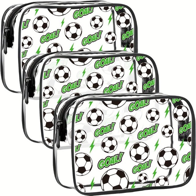 Football-themed PVC Toiletry Bag, Makeup Bag, Suitable for men and Women, Transparent Travel Toiletries Storage Bag Makeup Bag