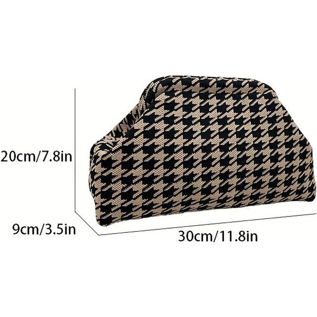 New High-End Multi-Functional Knitted Houndstooth Makeup Bag for women Large Capacity Waterproof Travel Makeup Storage Clutch Ba
