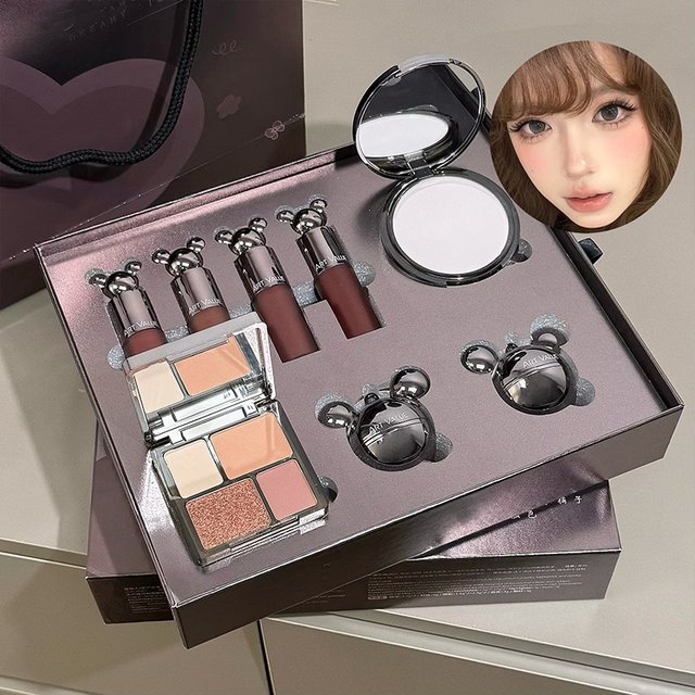 Coffrets de maquillage ART VALUE comprenant 4 rouges à lèvres, 1 blush pour le visage, 1 poudre pressée, 1 palette de fards à paupières, 1 poudre illuminatrice, 8 cosmétiques