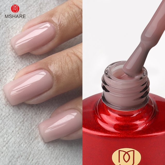 MSHARE Rose Rubber Base Gel Coat Nail Polish Camouflage Thicker Self Leveling Gel Soak Off Uv Led Gel Glass Bottle 10ml/30g