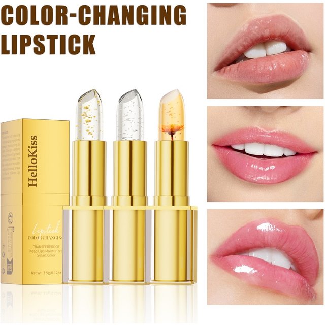 Color Changing Lipstick,Gold Crystal Ph Lipstick Color Changing,Long Lasting 24 Hours Moisturizing Glossy Shine Lip Gloss