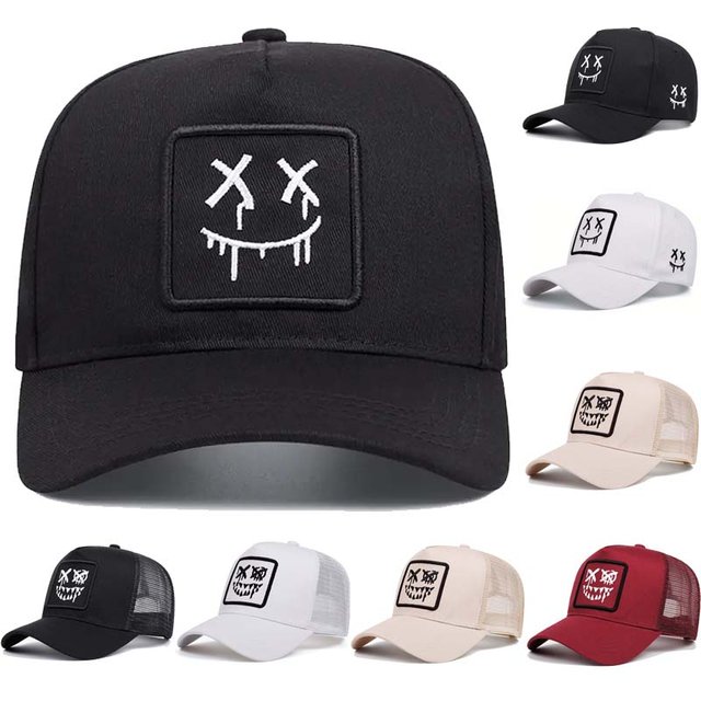 Unisex XX Smiling Face Embroidery Baseball Net Caps Spring and Summer Outdoor Adjustable Casual Hats Sunscreen Hat