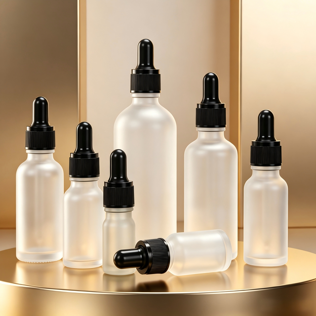 2Pcs Dropper Bottles 5-100ml Essential Oil Bottle Clear Frosted Glass Vial Perfume Liquid Cosmetic Dispenser