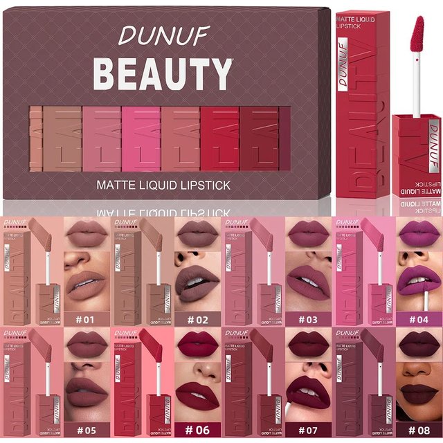 Velvet Matte Lipstick Set 8Pcs Waterproof Long Wearing Moisturizing Lip Glaze Non Transfer Smudge Proof Lip Color