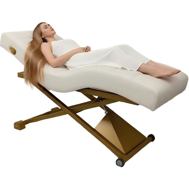 Curved Electric Lash Bed Memory Foam Massage Table Buff Synthetic Leather Metal Frame For Beauty Salon Spa Facial Treatment
