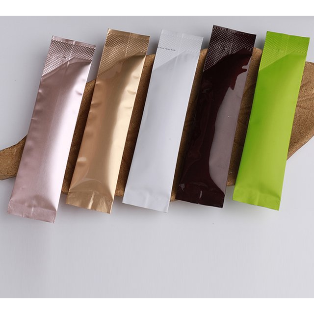 100pcs Colorful Open Top Portable Strip Sachets Shampoo Coffee Sugar Powder Milk Honey Tea Aluminum Foil Bag Packaging Pouches