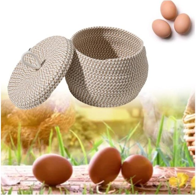 Round Storage Basket with Lid Hand-woven Eggs Baskets Girls Bedroom Organizer Desktop Cosmetic Organizer for Toy Towel Top Sale
