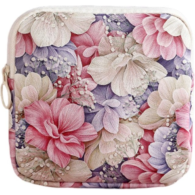 Creative Zipper Pouch Sanitary Pads Bag Large Capacity Multipurpose Cosmetic Bag Mini Data Cables Organizer for women Girls