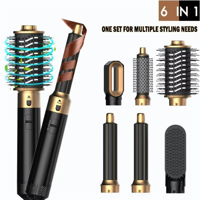 6 in 1 Hair Dryer Brush Hot Comb Set Professional Curling Iron Hair Straightener Styling Tool Air styling Hair Dryer Household