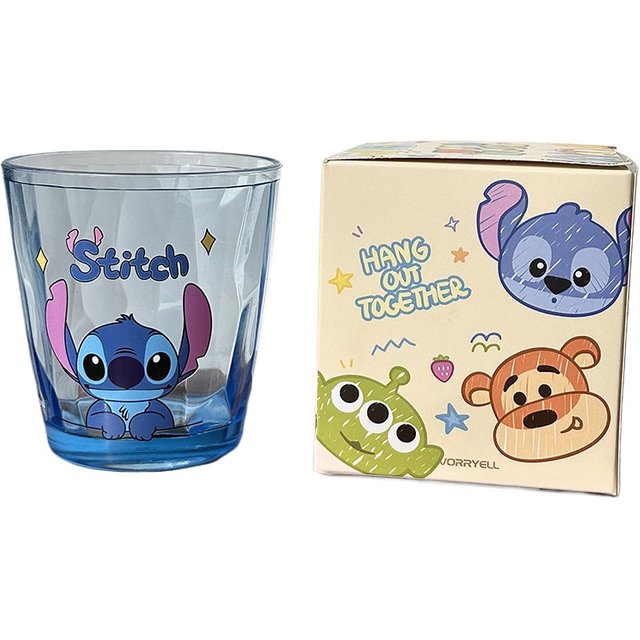 310ml Lilo&Stitch Children's Mouthwash Cup Disney Anime Mickey Mouse Winnie The Pooh Thickened Water Cup Anti Drop Crystal Cups
