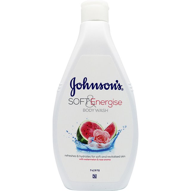 Johnson's Soft Energise Body Wash 400ML, Watermelon and Rose Aroma, Refreshing and Hydrating Shower Gel