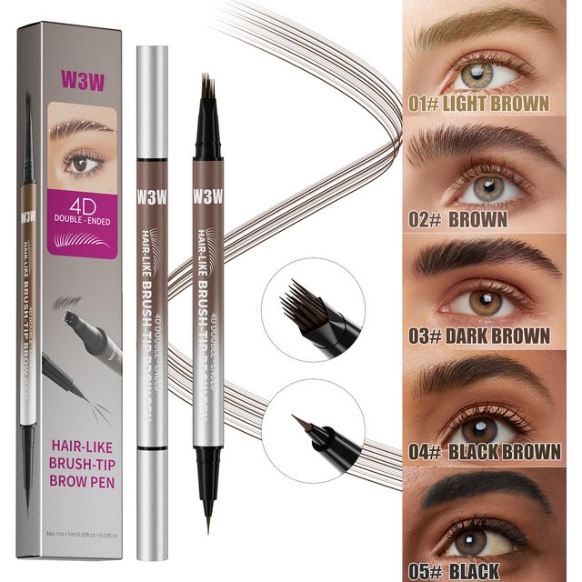 Eyebrow Pen Eyebrow Pencil, 2-in-1 Eyeliner Dual-Ended Brush-Tip Microblading 4d Eyebrow Pencils, Long Lasting Waterproof Hair