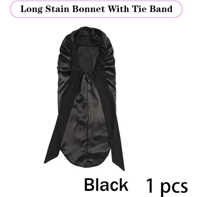 Long Satin Bonnet Solid Color Extra Large Sleep Cap With Long Tie Hair Bonnet For Black Women Hair Care Cap For All Hair Types