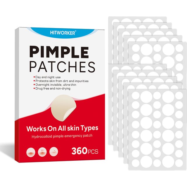360PCS Hydrocolloid Pimple Patches for Face, Transparent Round Blemish Cover Stickers, Mixed Size Facial Spot Patches