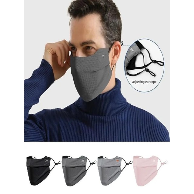 Breathable Ice Silk Face Cover UV Face Shield Washable Reusable Sun Protection Face Mask for Motorcycle Running Riding Exercise