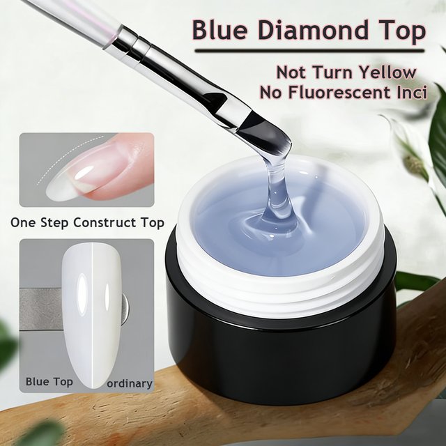 Tpo Free 15g Diamond Top Coat For Gel Nail Polish Long Lasting Reinforce UV Soak Off Gel Varnish Shiny Nail Art Construct Gel