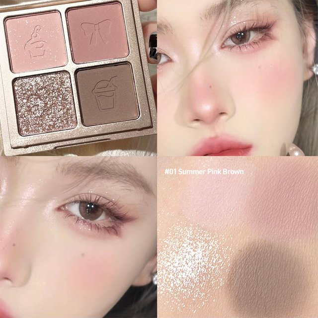 4 Colors Eye Shadow Palette Glitter Pearly Eyeshadow Palette Nude Long Lasting Charming Eyes Make Up Palette Korean Cosmetics