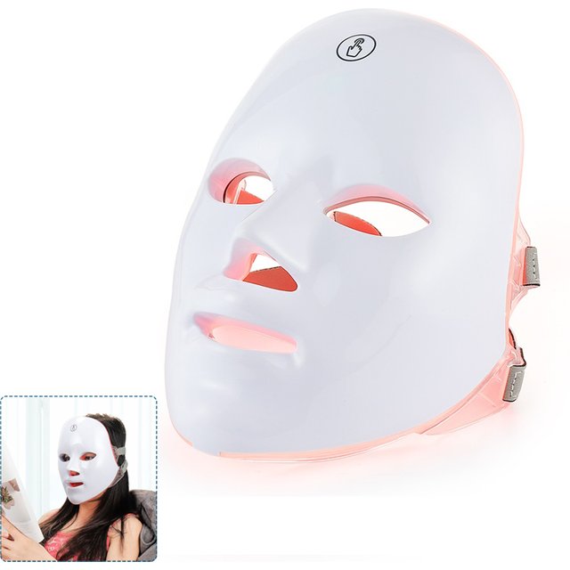 Wireless 7 Colors LED Face Beauty Machine Photon Facial Neck Skin Tighten Rejuvenation Facial Neck Mask