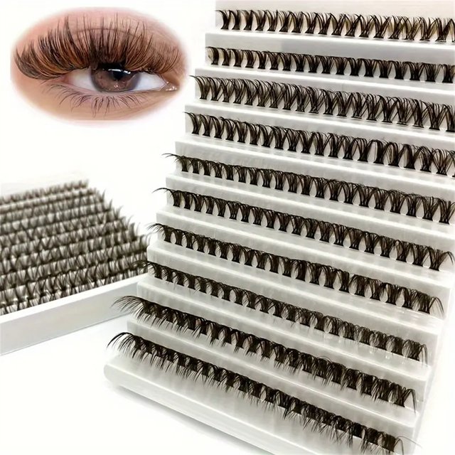 200 Pcs Brown Cluster Eyelashes 40D Grafting Individual Volume Lashes Extension Makeup Tool For Natural And Dramatic Look