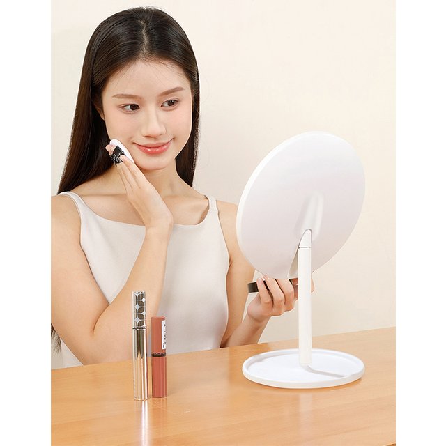 Foldable Portable LED Makeup Mirror 3 Lighting Modes Touch Dimmable Table Lamp USB Recharge Fill Light Mirror Light with Tray