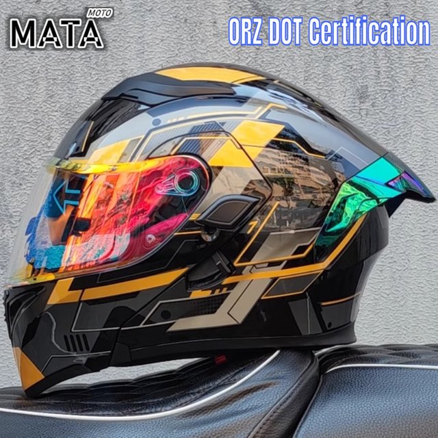 Hots ORZ Multi Colored Lens Tail Wing Modular Dual Visor Motorcycle Helmet Full Face Mask Racing Motocross DOT Helmet
