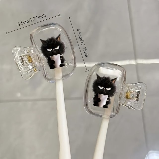 Black Cat Coffee Portable Toothbrush Cover Holder Health Germproof Toothbrushes Protector Travel Hiking Camping Brush Cap Case